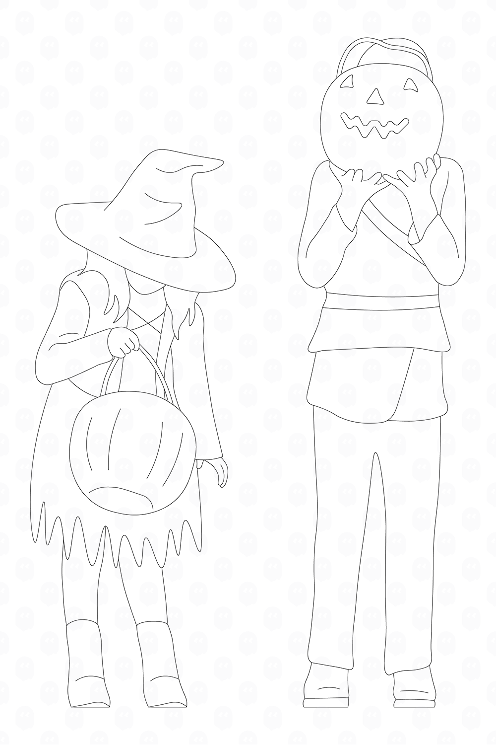 Archade Two Kids In Halloween Costumes CAD Drawings