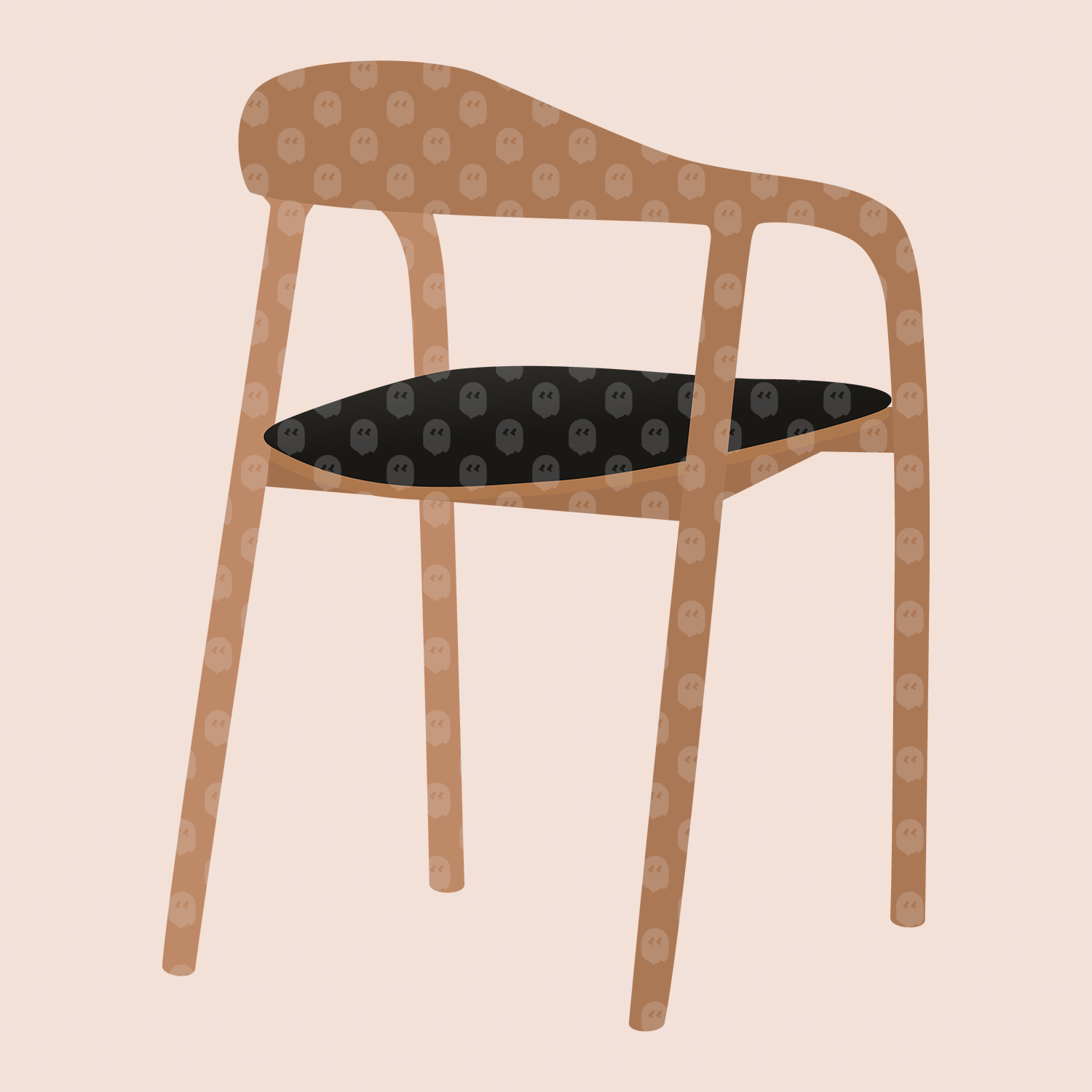 Archade Wooden Dining Chair Back View Vector Drawings