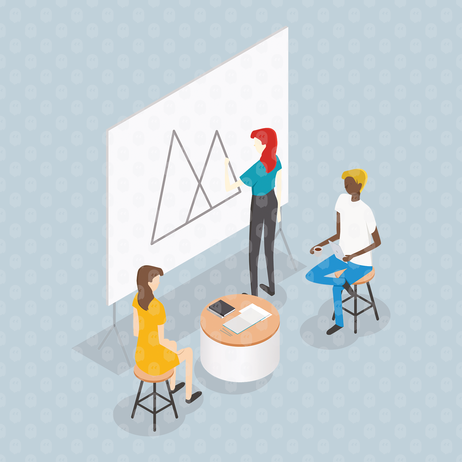 Archade | Axonometric People Working In An Office Vector Drawings