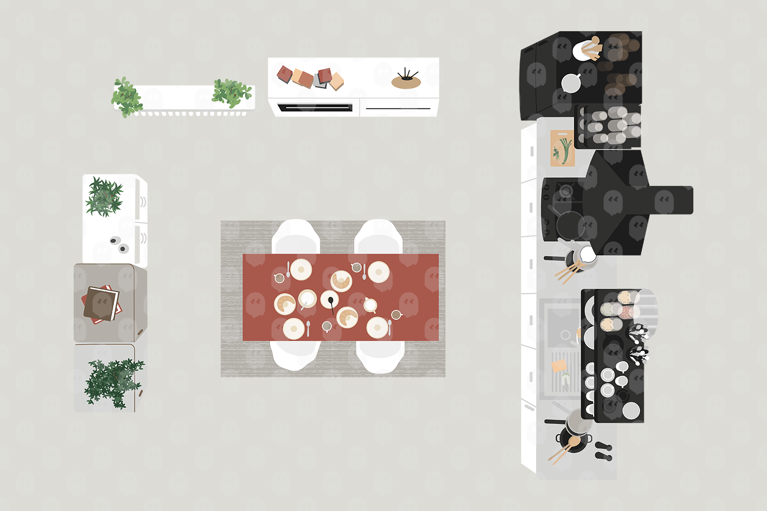 Archade Modern Kitchen Top View Vector Drawings archade-modern-kitchen-top-view-vector-drawings