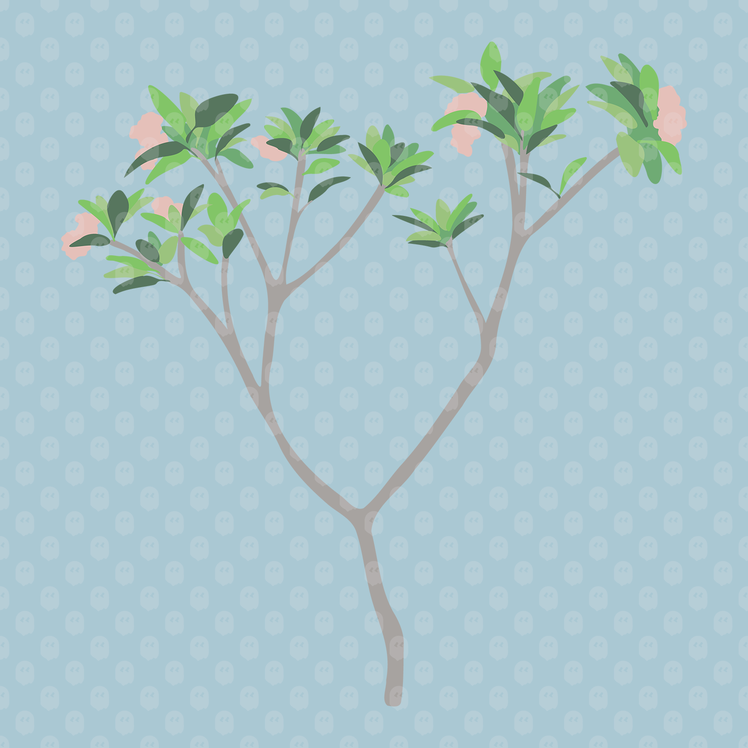 Archade Tropical Plumeria Tree With Pink Flowers Vector Drawings