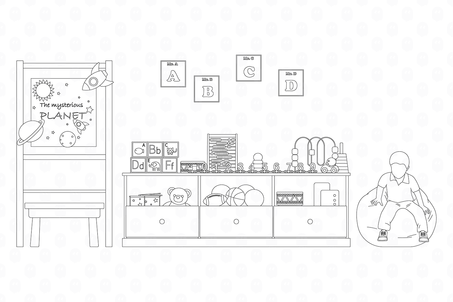 Archade A Little Boy Sitting On A Bean Bag CAD Drawings