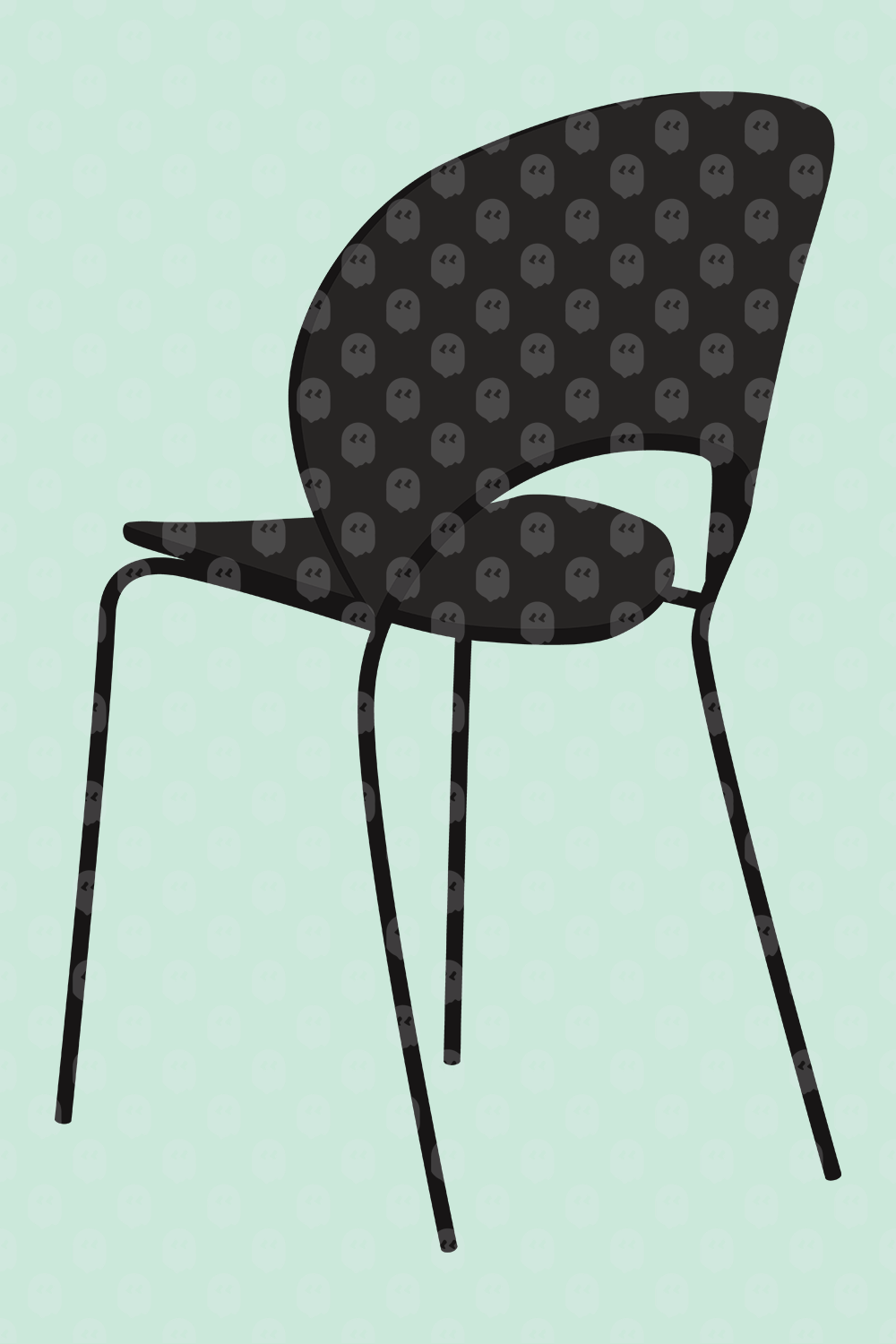 Archade Black Shell Kitchen Chair Back View Vector Drawings