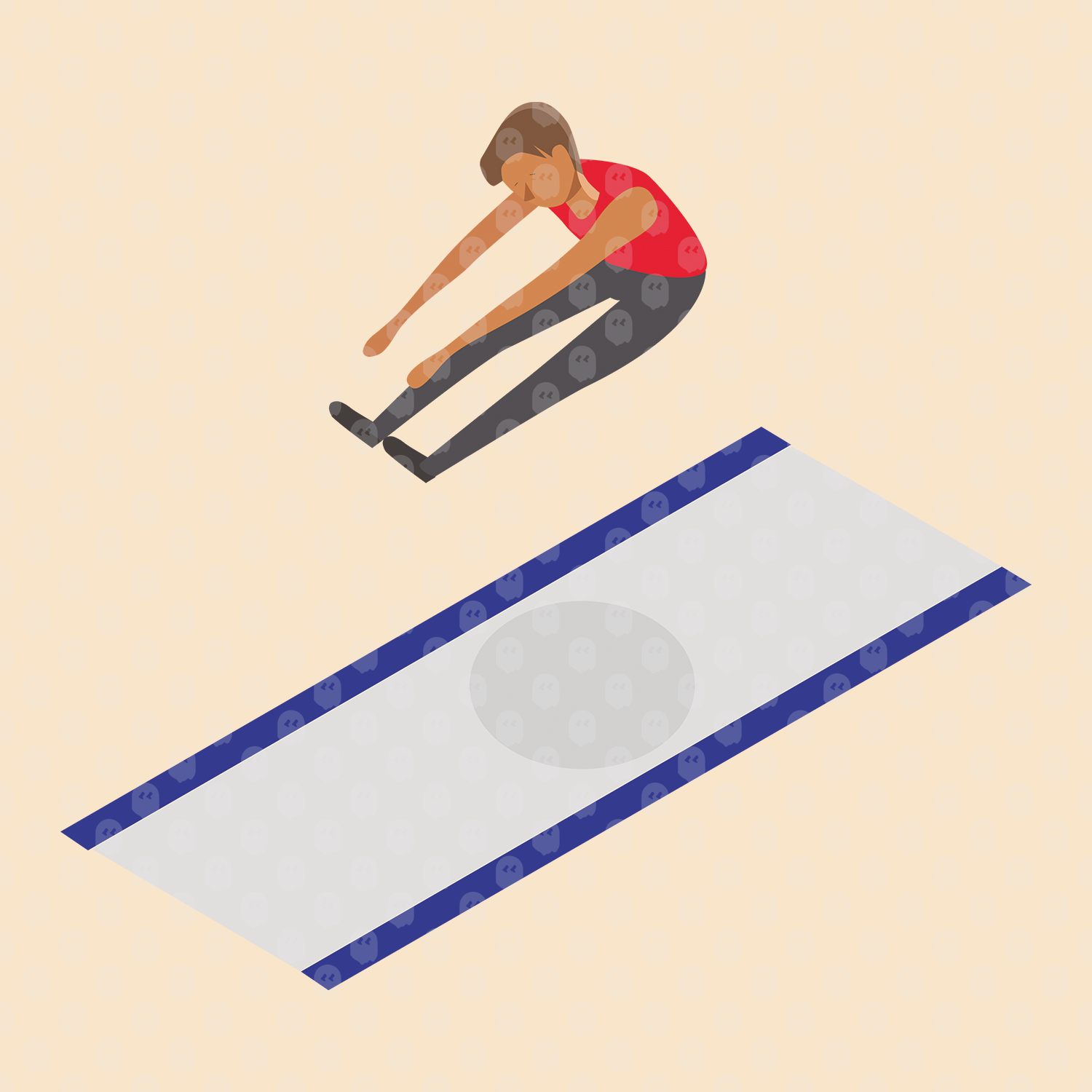 Archade Axonometric Man Doing Long Jump On Track Vector Drawings