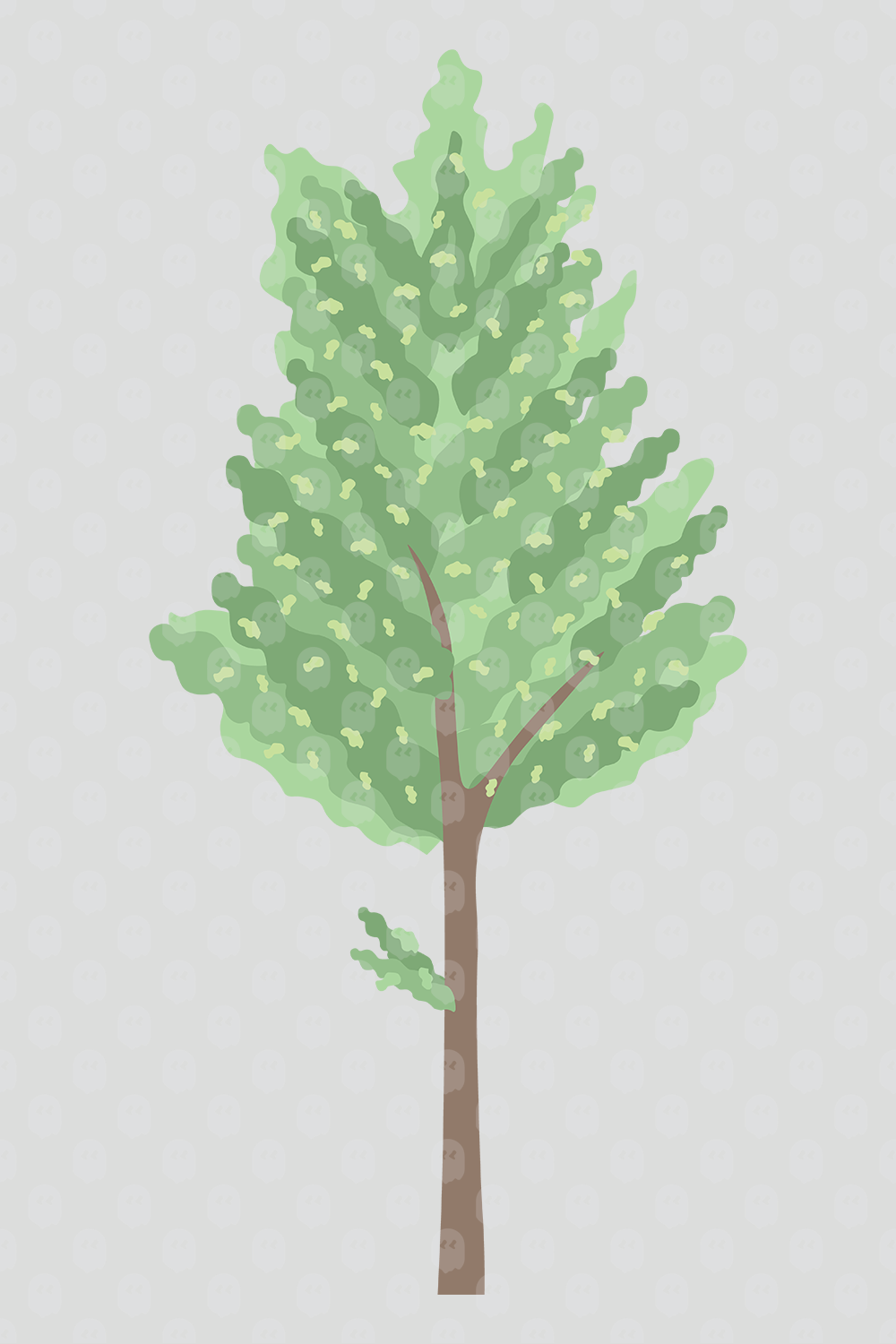 Archade Green Tree With Branches Vector Drawings