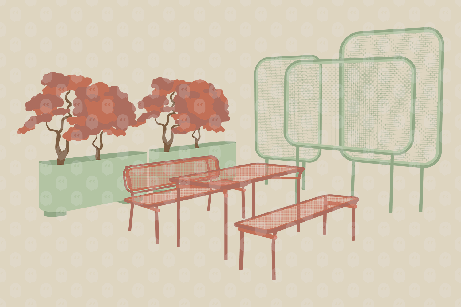 Archade Metal Mesh Street Furniture Vector Drawings