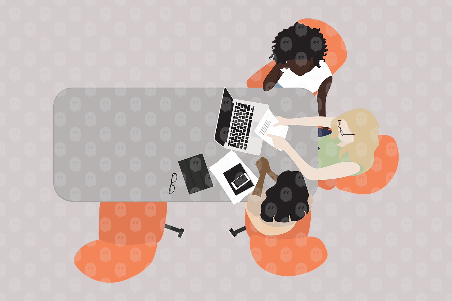 Archade | People Working At An Office Desk Top View Vector Drawings