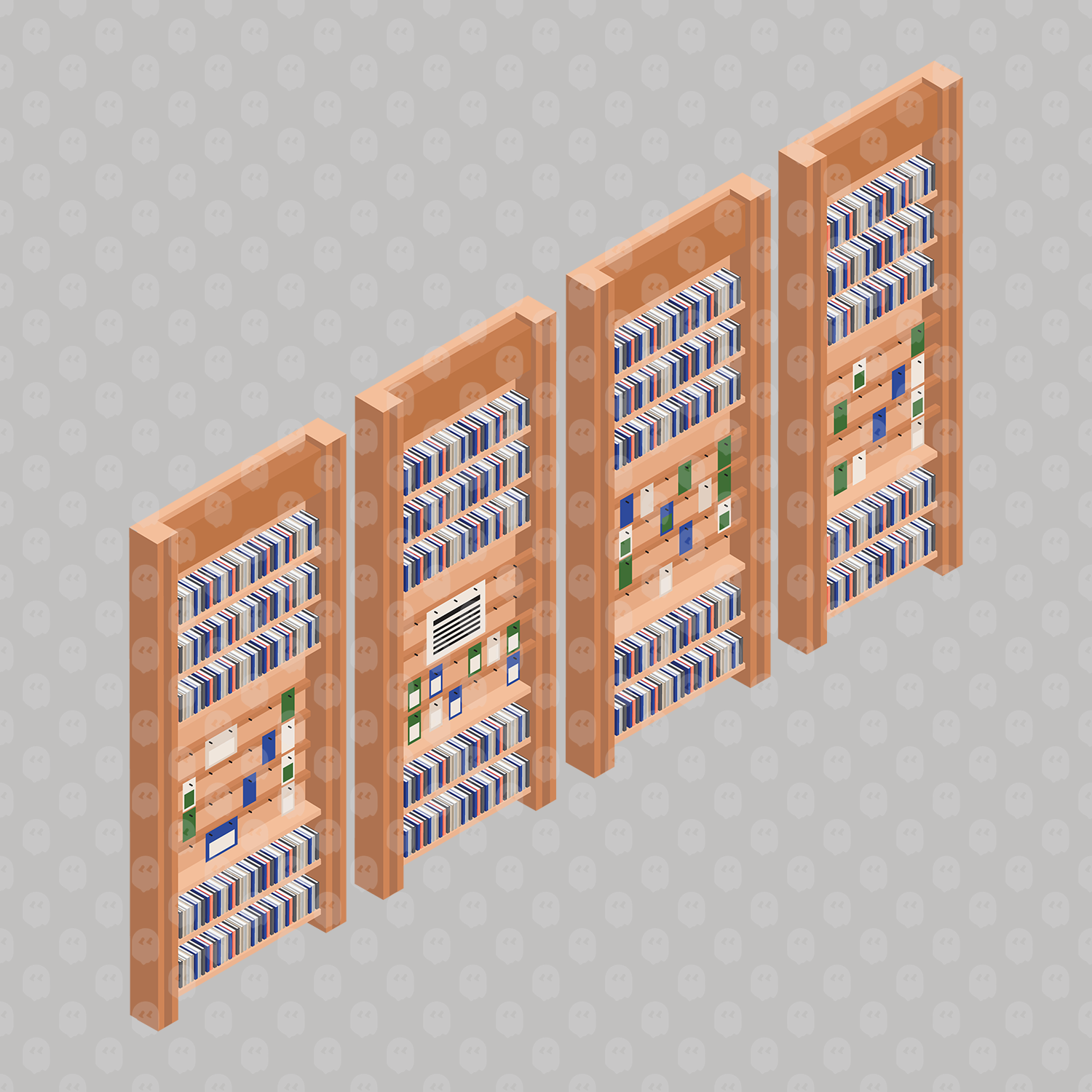 Archade Four Bookcases Vector Drawings