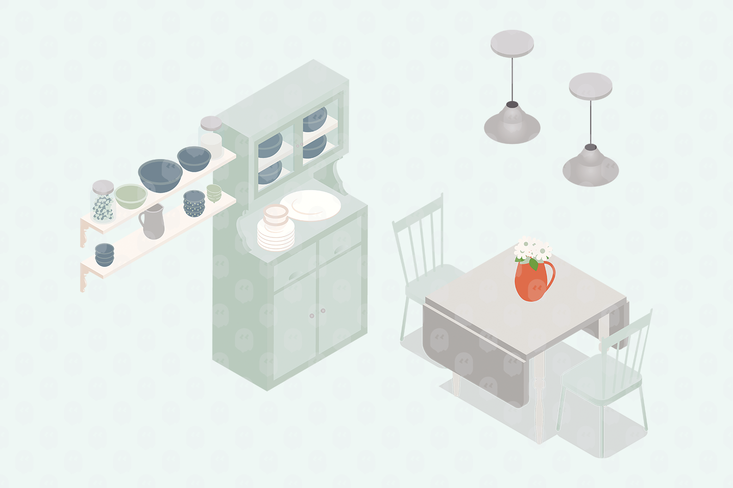 Archade Axonometric Tiny Kitchen Furniture Vector Drawings