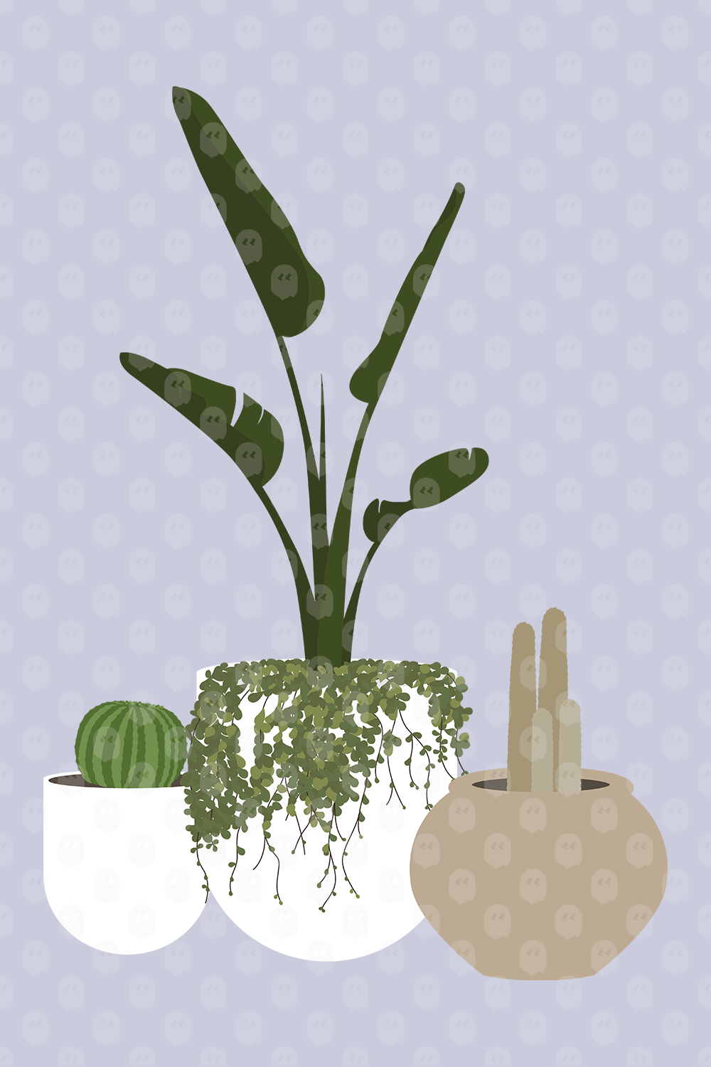 Archade Potted Plants Vector Drawings