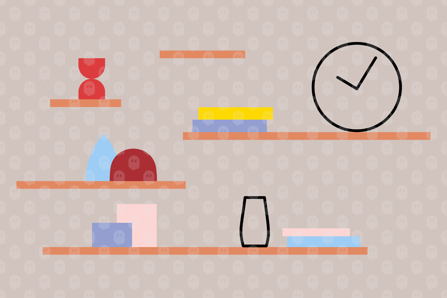 Archade A And Shelves With Decorative Objects Vector Drawings