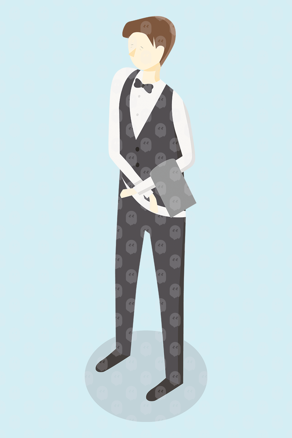Archade Axonometric Waiter In Restaurant Vector Drawings