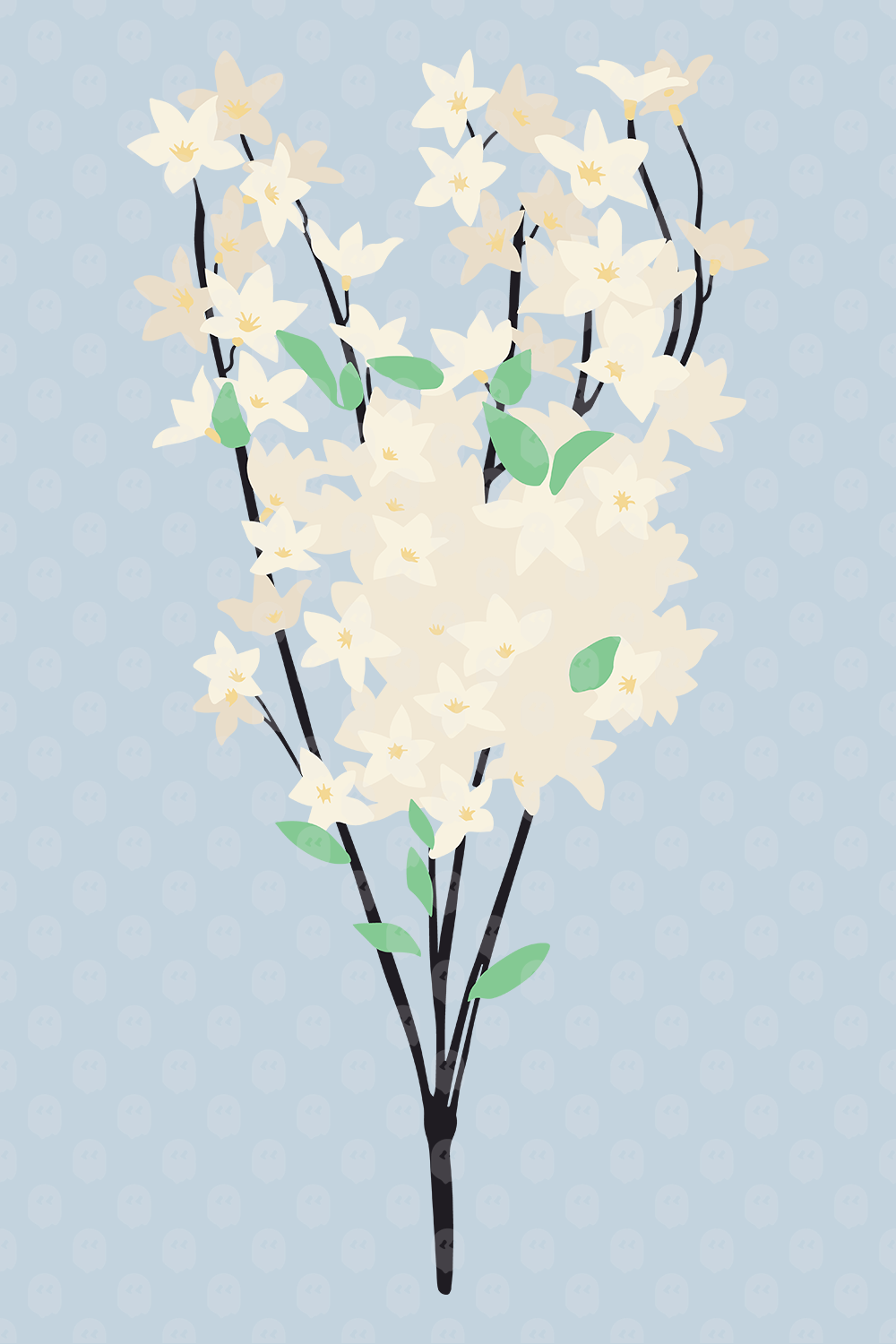 Archade Jasmine Flowers Vector Drawings