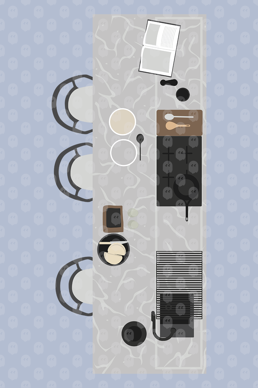 Archade Marble Kitchen Counter Top View Vector Drawings