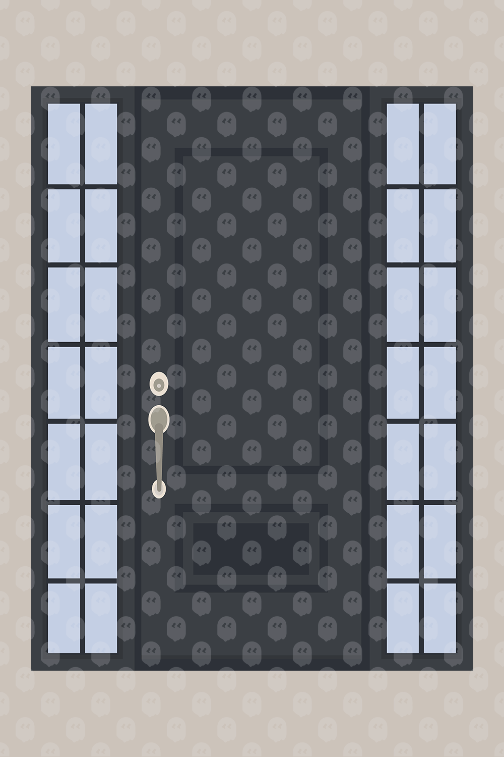 Archade Modern Wooden Door With Glass Panel Vector Drawings